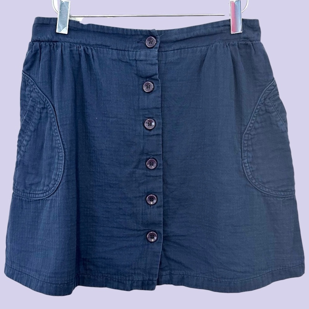 Buttons navy blue button down skirt
